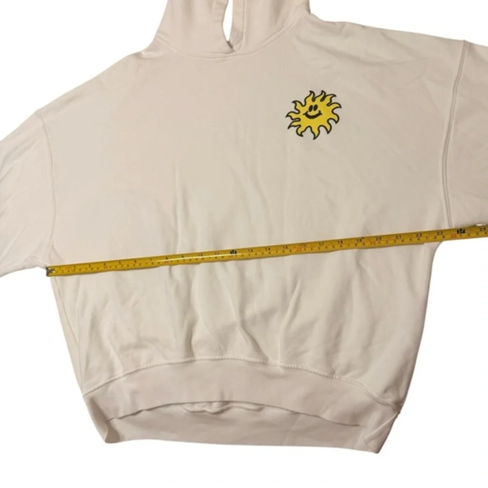 Daydreamer Size XS Oversized‎ Mushroom Doodle Hoodie Sweatshirt White Hippie